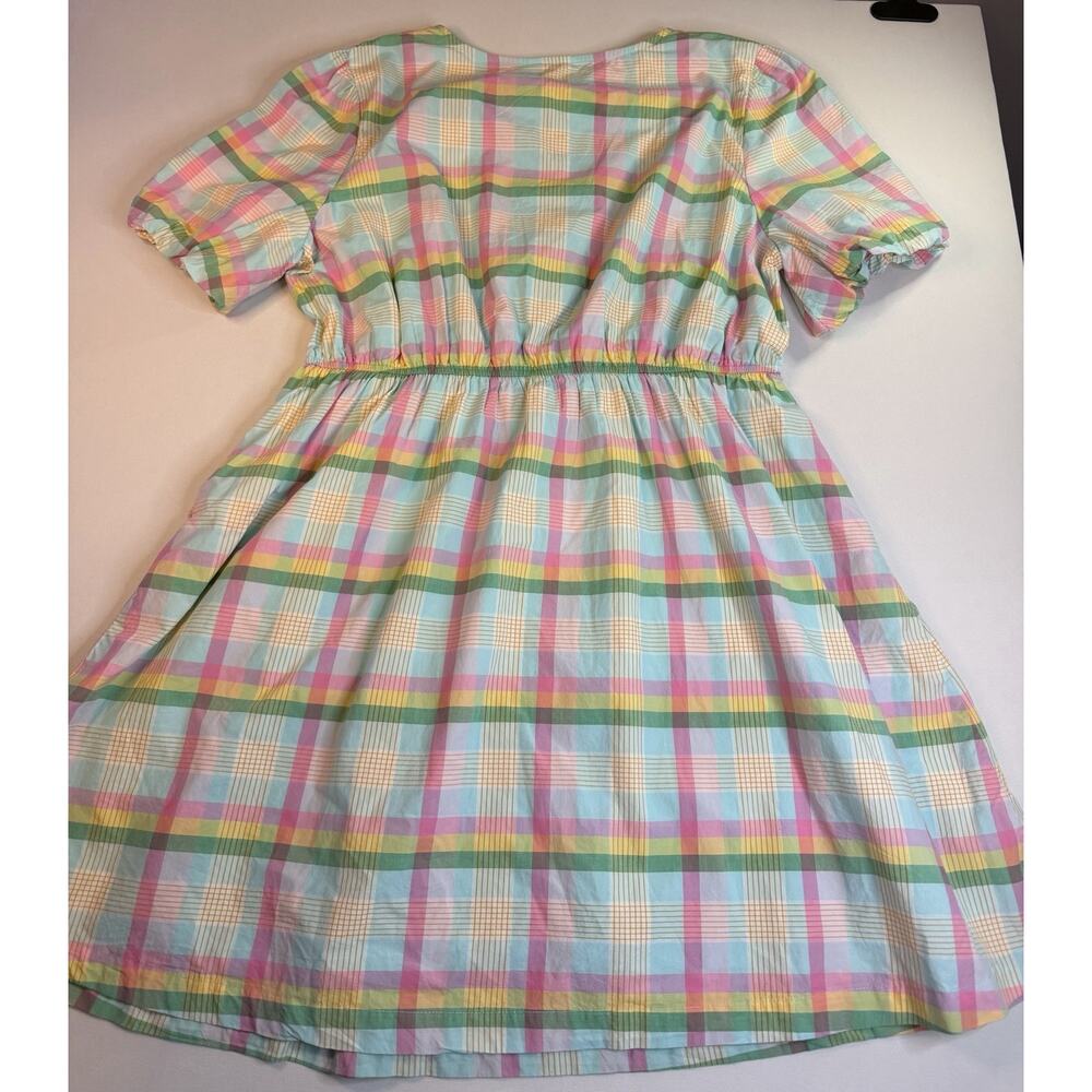 NWT Crown & Ivy XXL Pastel Plaid Dress Puff Sleeve Spring Easter - Picture 5 of 5